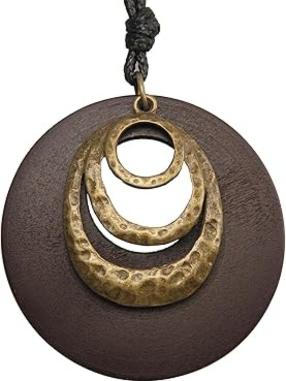 NEW Boho Leather Cord Necklace Chain Multilayer‎ Wooden & Metal Pendant Jewelry